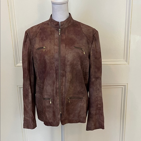 Chico's Leather Jacket in Rich Brown - Picture 1 of 15